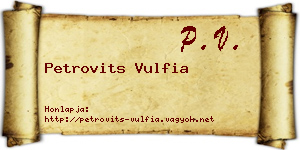 Petrovits Vulfia névjegykártya